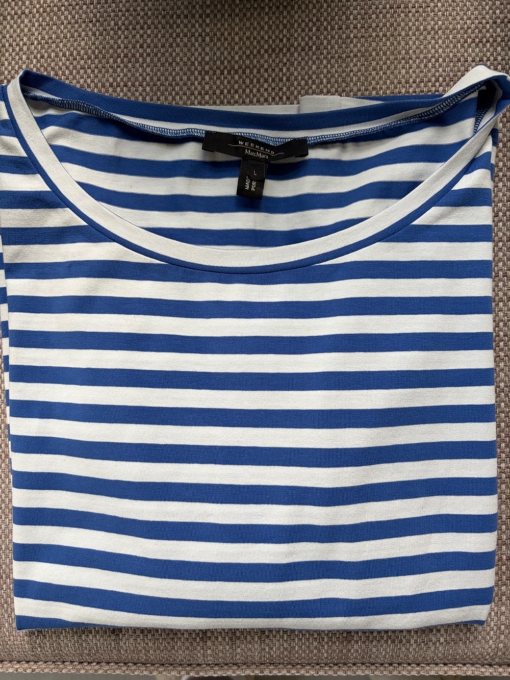 MaxMara Weekend Blue & White Striped Long Sleeve Tee - Size L